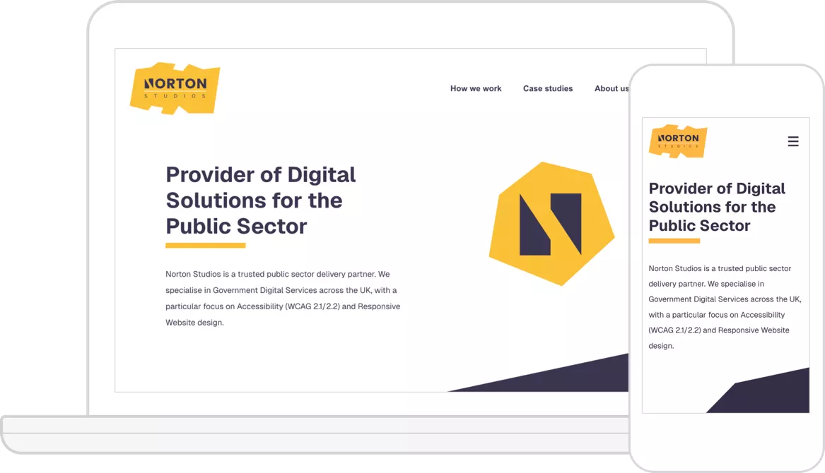 Norton studios screenshot on laptop and phone